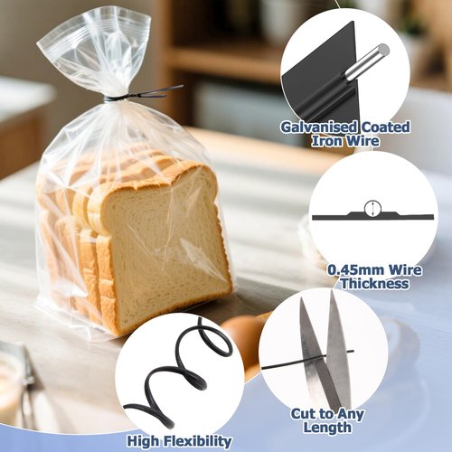 500 PCS Black Twist Ties - Reusable Plastic Coated Twist Tie for Plastic Bags, Outdoor & Indoor Use (300PCS Black Twist Ties)