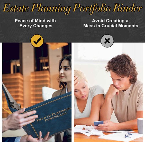 chiazllta 4 Pcs Estate Planning Portfolio Binder with Index Tab Divider When I Die Organizer Binder End of Life Planner Organizing Wills Trusts Powers of Attorney Final Wishes PU Leather 3 Ring (Blue)