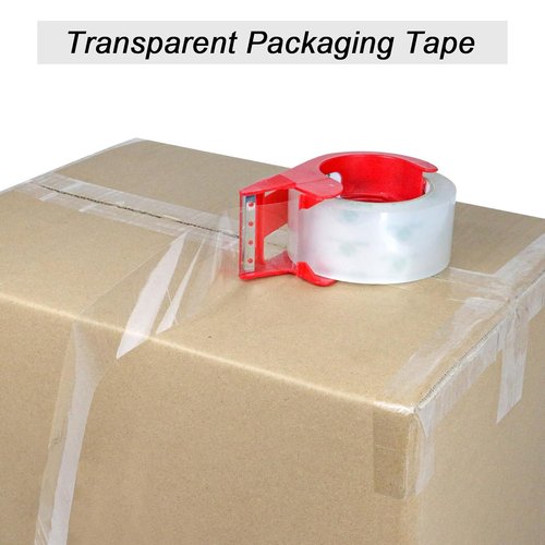 BOMEI PACK Heavy Duty Clear Packing Tape - 12 Rolls with Free Dispenser | 2.4 Mil, 1.88 Inch x 60 Yard