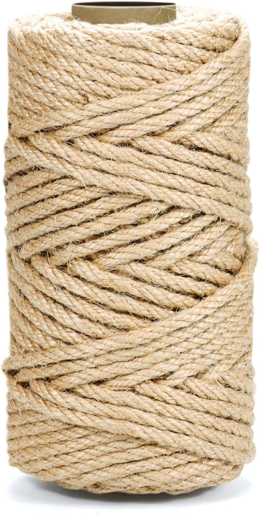 Twine String 5mm - Heavy Duty Natural Jute Twine Rope for DIY Crafts & Gardening | Eco-Friendly 164 Feet