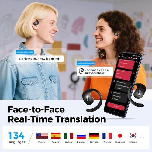 MINISO X15PRO AI Translation Earbuds - Real-Time 3-in-1 Language Translator | Supports 134 Languages, Open-Ear Design for Travel & Learning