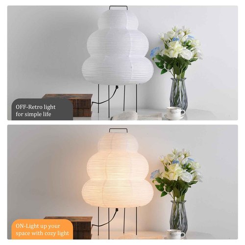 Teru Ji Kaikang 15.75" Desk Rice Paper Floor Light,Nordic Design Floor Lamp,Rice Paper Lantern Bedside Light,Living Room Desk Lamp Bedrooms Paper Desktop Lights