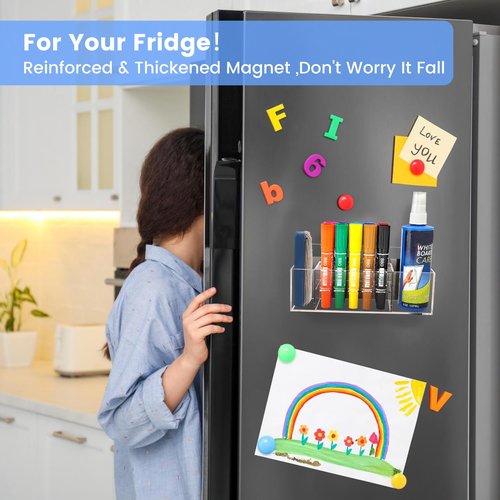Zvanila Acrylic Magnetic Dry Erase Marker Holder, 10 Slots Clear Holder for Classrooms, Offices, Home, Marker, Eraser and Cleaner Not Included