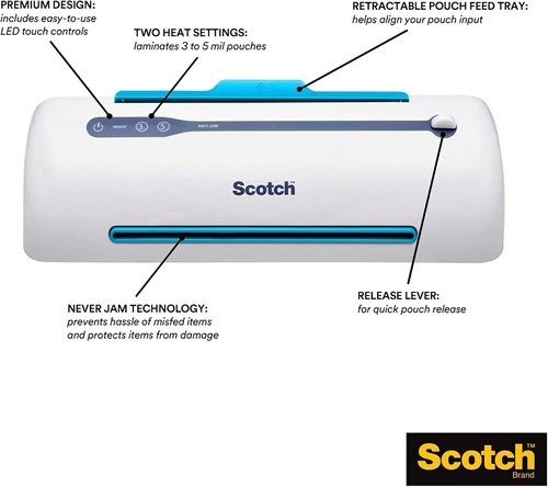 Scotch Thermal Laminating Pouches - 8.9 x 11.4-Inches, 5 Mil Thick, 100-Pack | Includes Scotch PRO Laminator Bundle