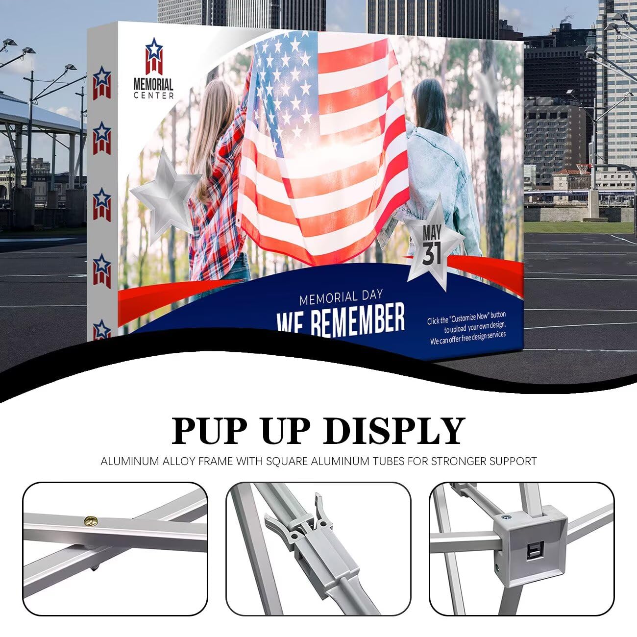 NEWSANDOR Fabric Pop Up Display Stand Custom Trade Show Backdrop