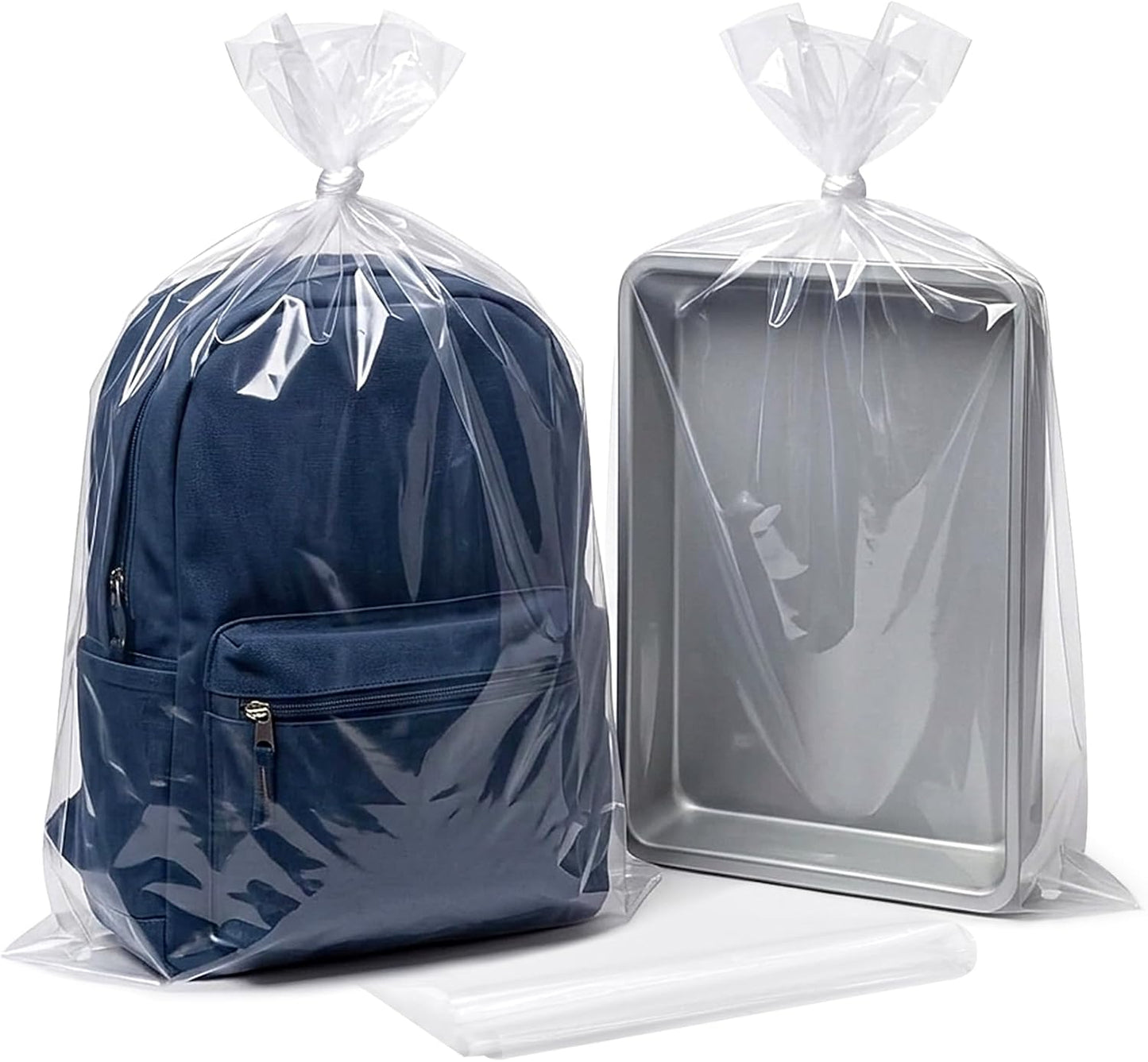Skiennix Clear Plastic Bags - 18x24 Inches for Packaging & Storage | 50 Flat Open Poly Bags