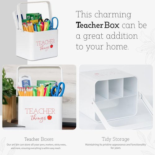 Lola Creates Teacher Things Supply Organizer Box - Art Bin Caddy Storage Container - Art Supply Organizer for Teachers - Pencil Organizer - Desk Marker Organizer