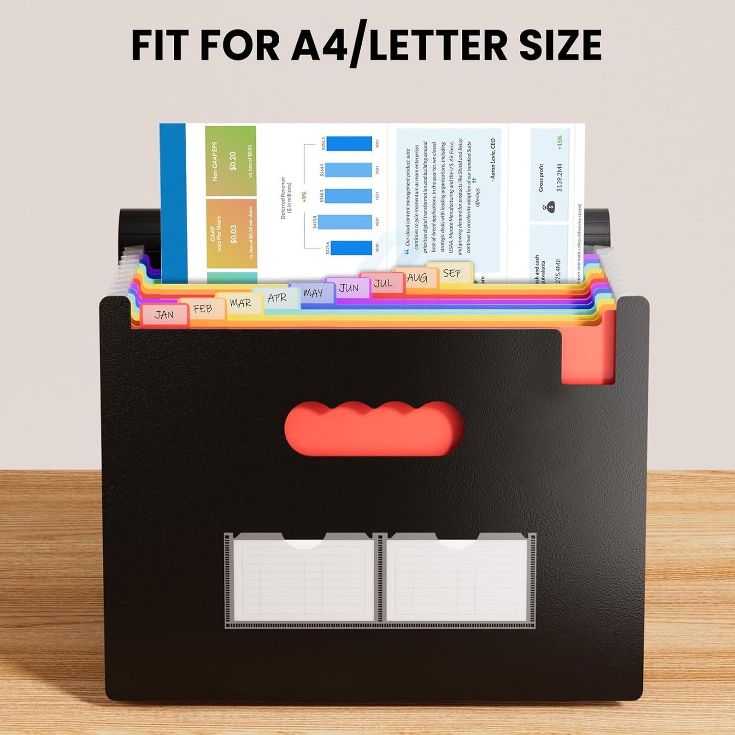 Sooez Accordion File Organizer - 13 Pocket Expanding Folders for Bills & Receipts | A4 Size with Labels