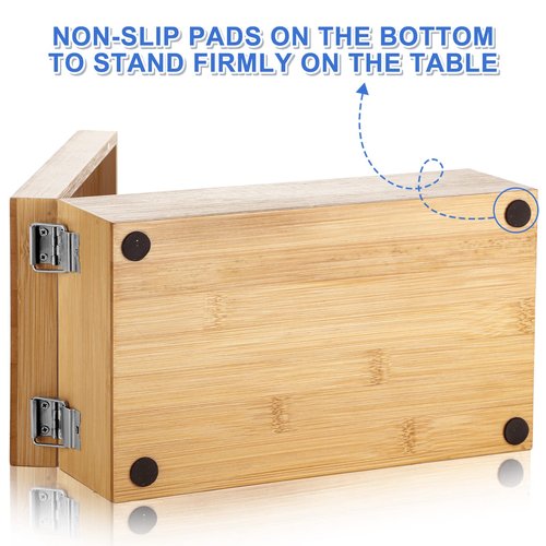 Henoyso 3 x 5 Inches Index Card Holder Set, Bamboo Recipe Box Organizer Index Cards Organizer, 50 Pcs Dividers 2 Sheets Alphabet Number Stickers File Note Holders for Office Business Home Kitchen