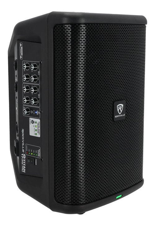 Rockville TITAN ONE PRO 600W 8" Battery-Powered PA Speaker, Bluetooth, DSP Modes, TWS, 15-Hour Battery, Built-in Mixer, Perfect for Live Performances, DJs, and Events