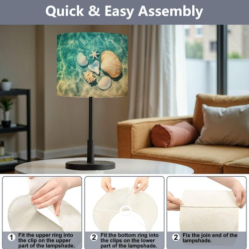 Drum Lamp Shade seashell summer beach sea water Summer Summer time Lampshade for Floor Lamps Table Lamps Pendant Light 11"x8.9" Large Lamp Shades Replacement Linen Lampshades