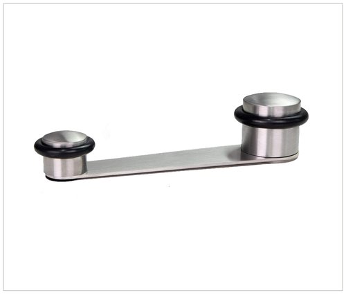 EVI | Rotating Doorstop | for Doors up to 2.75'' Thick | Black Rubber | Stainless Steel Matte Finish | Includes Screw + Anchor | Mod I-152