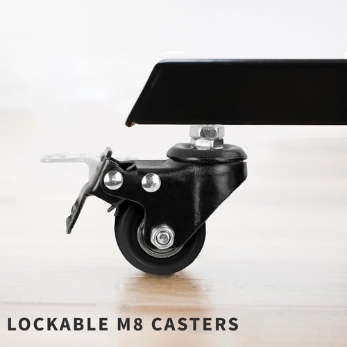 VIVO M8 Threaded Locking Caster Wheels, Set of 4, Swivel, Rubber Base, Brake, 1.5 inch Replacement Wheels for Standing Desk Frames, TV Stands, Carts, and More, PT-ST-015C