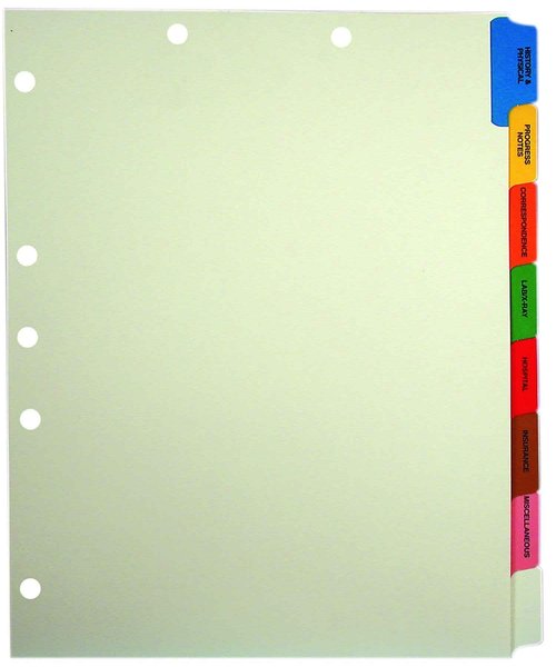 Tabbies Side Tab Medical Chart Divider Sets, 8-Tab, Assorted Medical, 11 X 9, Manila, 40 Sets