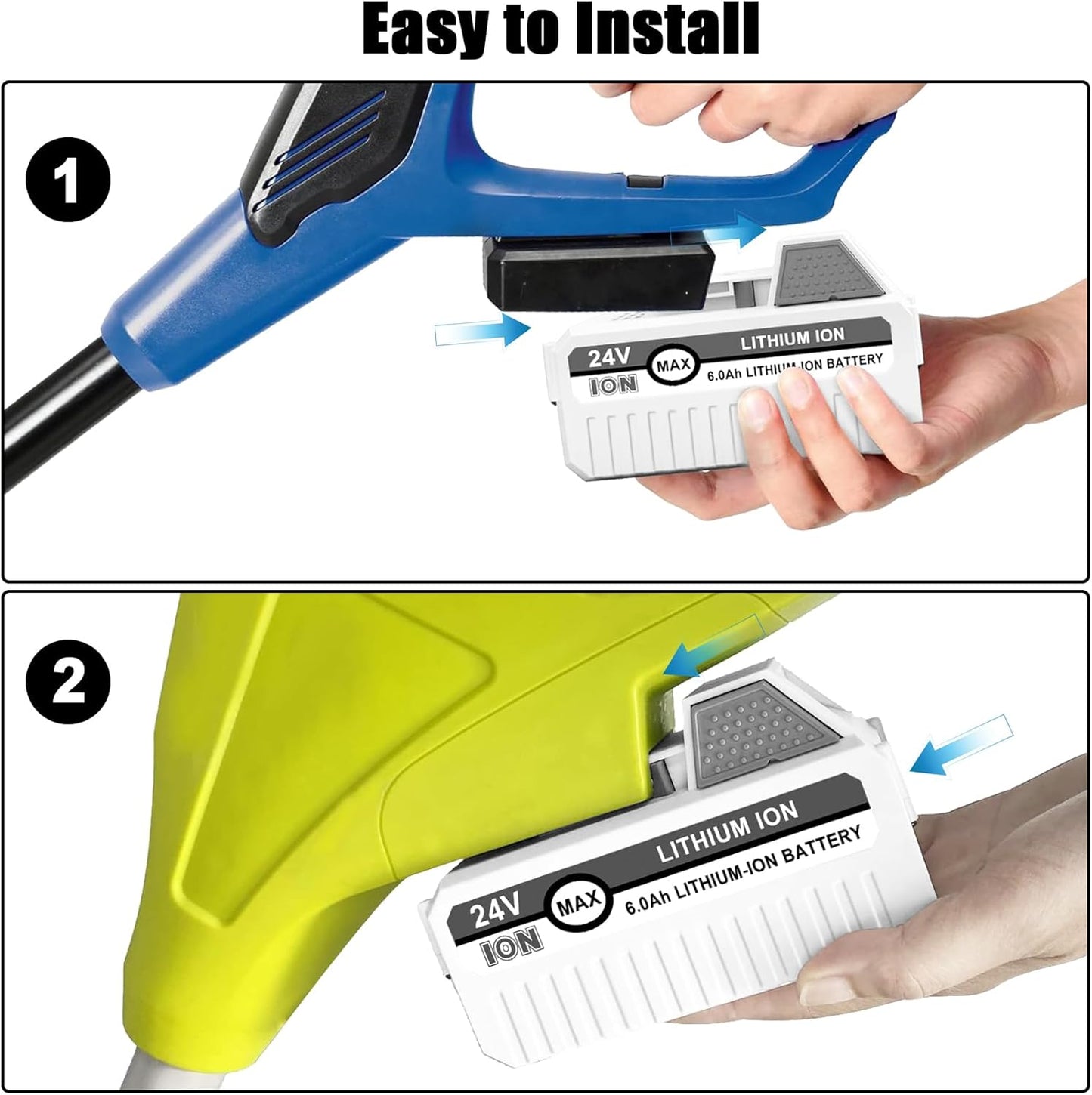 Sun Joe | 24V Lithium Ion Battery Replacement - 6.0Ah Compatible with All Joe iON+ Cordless Snow Blowers