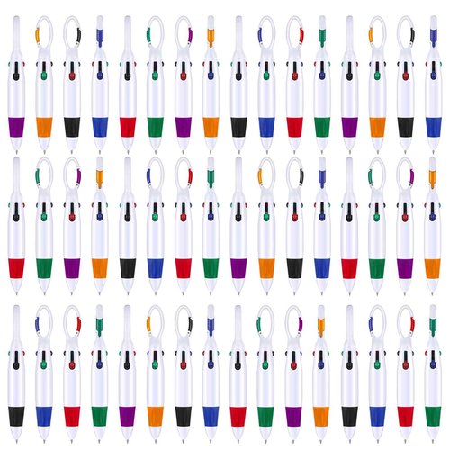 Yinder Retractable Shuttle Pens with Buckle Clip 4 in 1 Multicolored Ink Nurse Ballpoint Pens with Keychain for Office Supplies Teacher Gifts(200 Pieces)