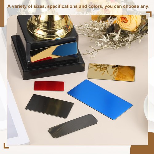 uxcell 12 Pcs Blank Name Plates, 3.1 x 1" Engraved Metal Name Plate Laser Strong Adhesive Nameplate Anodized Aluminium Custom Blank Plates for Signs DIY Crafts, Gold