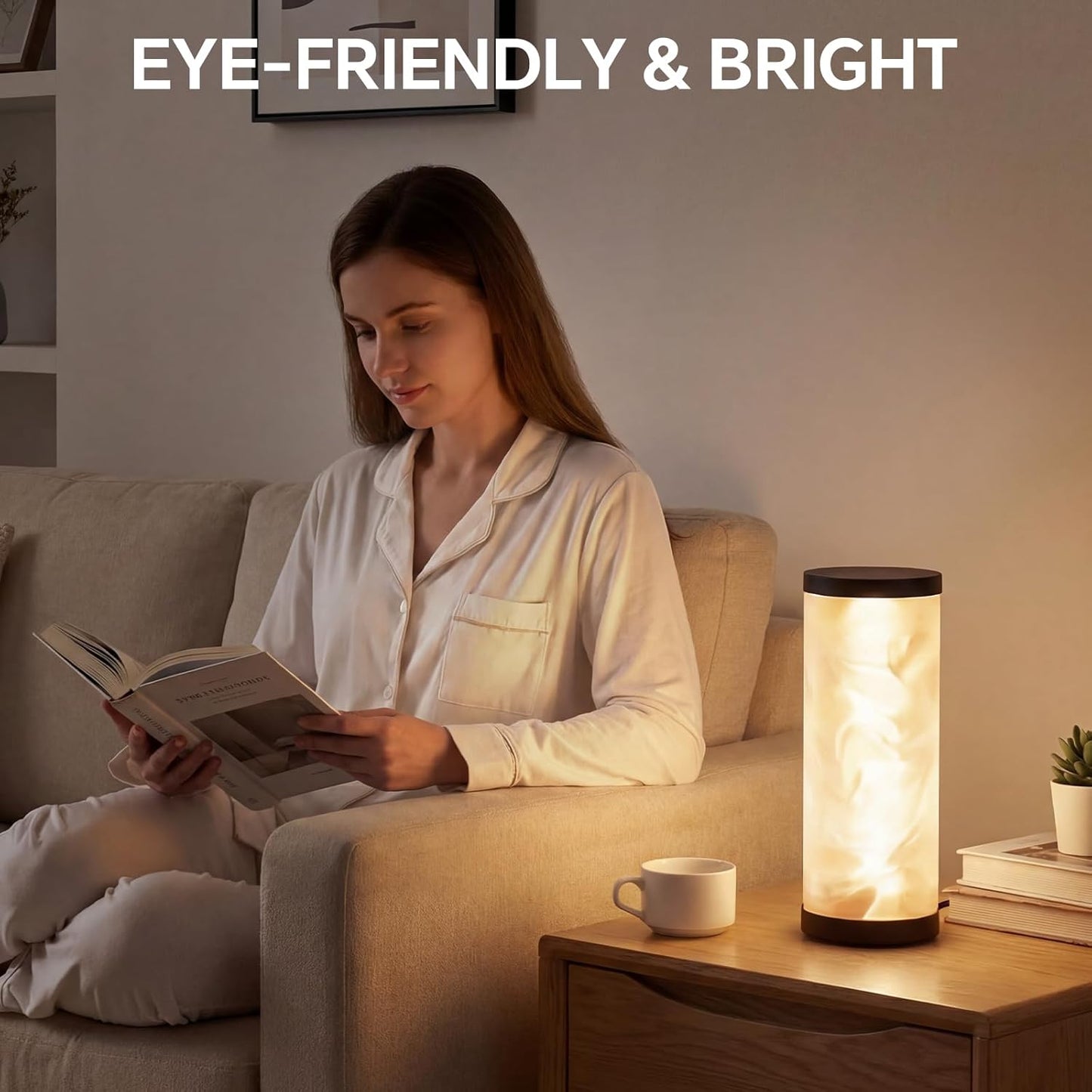 WORLD WIN Prism Glow Table Lamp - Dimmable USB Control Bedside Light | 3 Color Temperatures, Modern Design (Water Ripple, Black)