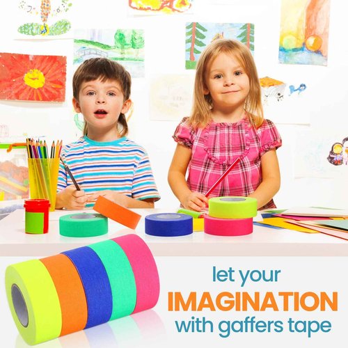 Fainne 10 Rolls Gaffers Tape 1 Inch x 20 Yards Spike UV Blacklight Reactive Fluorescent Heavy Duty Multipurpose Neon for Party Supplies Floor Markings