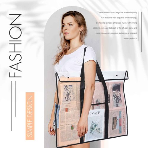 10 Pack Large PVC Poster Storage Bags Bulletin Board Storage Art Portfolio Organizer with Pocket for Classrooms Teachers, 31.5 x 25.2 Inches