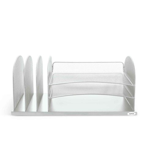 Safco Onyx Desk Organizer with 3 Horizontal and 3 Upright Trays, Durable Steel Construction, Silver