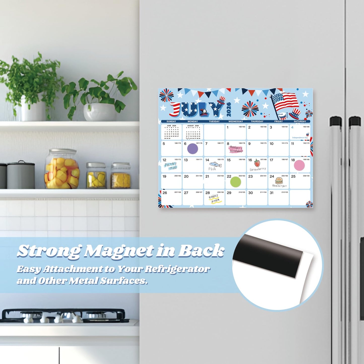XISIDO 2026-2027 Magnetic Calendar for Refrigerator, 18 Monthly Fridge Calendar Magnet January 2026 to June 2027, 11" X 8.5" (Seasonal Designs)