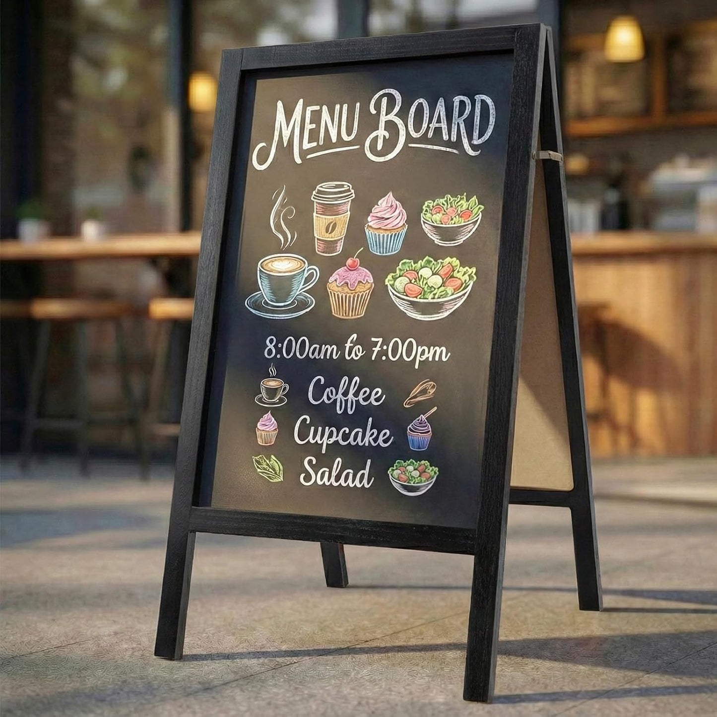 TEAKMAMA A-Frame Chalkboard Sign - Extra Large Double-Sided 40"x20" Menu Board for Restaurants & Weddings - Black