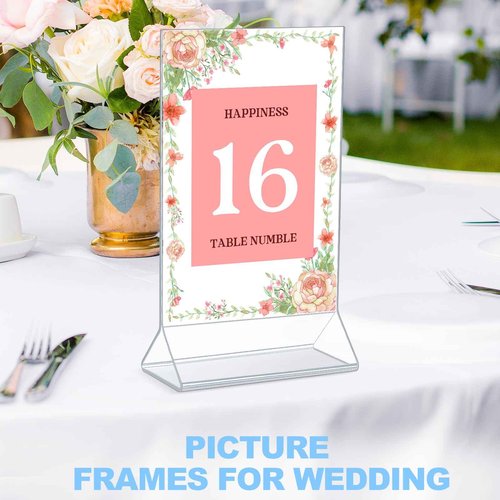 Sintuff 48 Pack Acrylic Sign Holder Clear Acrylic Display Stand Double-sided Acrylic Stands for Display 4 x 6 in Table Menu Acrylic Frame Paper Flyer Holder for Office Supplies Business Essential