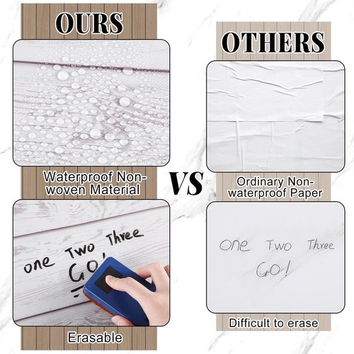 White Wood Bulletin Board Roll Reusable Waterproof Erasable Bulletin Board Fade Resistant Wrinkle Resistant Poster Non-Woven Fabric Bulletin Board Roll for Classroom Decor Wrap Crafts 15.55" x12ft