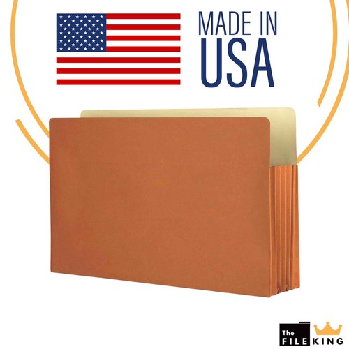 The File King Expanding Accordion File Folder - Legal Size | Box of 10 Redropes | 3.5” Expansion | Store and Organize Papers | Keep Records in One Place | Save Time Searching