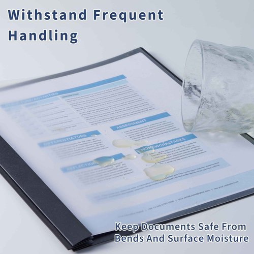 Binditek 100 Pack Clear Front Report Covers with 3 Prongs, 100-Sheet Capacity, Heavy-Duty Plastic Report Folder with Black Back Covers, 3 Metal Prongs Fasteners, for Letter Size, Office Supplies