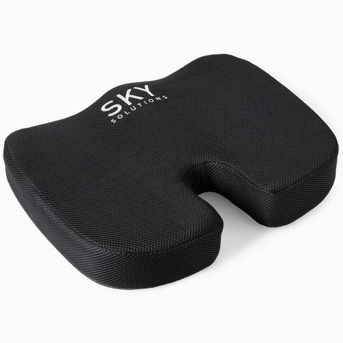 Sky Mat Office Chair Cushion - 17.9 x 14 x 2.75 Seat Pillow for Back Discomfort w/Gel Foam Pad, Mesh Cover, Handle and Portable Bag - Machine Washable Pressure Relief Cushions