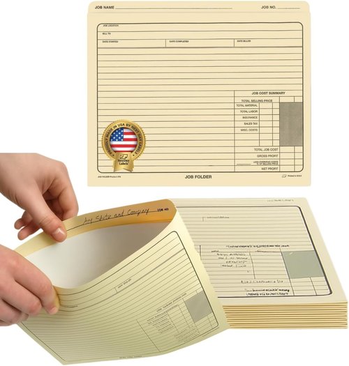 NextDayLabels Classic Manila File Jacket - Heavy Duty 10” x 12” Job Folders | Track Progress & Costs (Pack of 25)