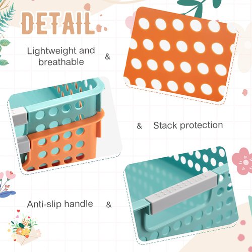 Leinuosen 8 Pack Classroom Paper Trays 14''x10'' Hold A4 Paper Toy Handicrafts Colorful Turn in Trays Classroom Storage Baskets Also for Library, Office, Kitchen, Bathroom, Bedroom (Bright Color)