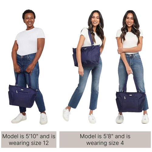 Baggallini Essential Laptop Tote - Work Tote Bag with Laptop Sleeve - Lightweight Travel Crossbody Shoulder Bag for Women, Midnight Garden