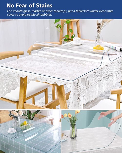 40X78 Inch Clear Plastic Table Cover on Top of Coffee Dining Table Computer Office Desk Pad Protector Durable Heavy Duty Desktop Cover Mat Vinyl Tablecloth for Furniture Surface Protection