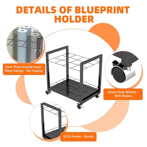 Blueprint Holder 12 Slots Blueprint Storage for Any Roll of Documents - Vinyl Roll Storage, Construction Paper Organizer, Racks & Displays, Blueprint Storage Racks for Office, Home, Factory