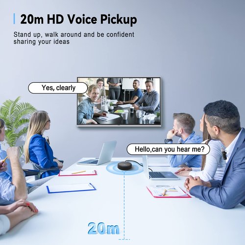 ZHUOSHENG Conference Speaker and Microphone, USB Speakerphone with 10 Mics, 360° Pickup&Noise Reduction, Portable Conference Room Omnidirectional Microphone for 10 Compatible with Leading Platforms