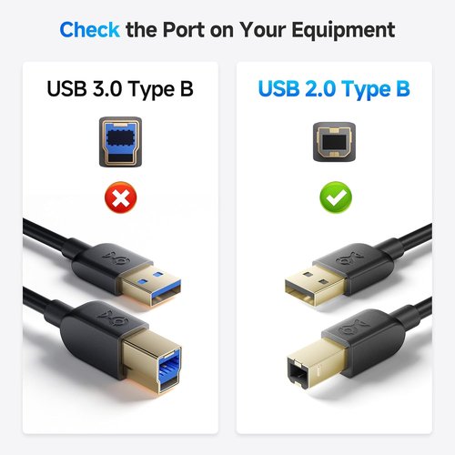 Cable Matters USB Printer Cable - 10ft USB A to B, Compatible with Printers & Scanners | Black