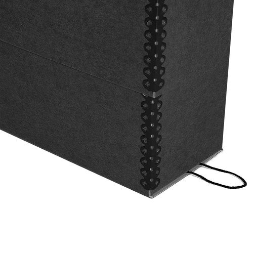 Lineco Archival Document Storage Box with Metal Edge, Acid-Free Black Boxboard, Organize and Store Files, Prints, Photos, Jumbo-Sized Case 15.5" x 12.5" x 5" Wide, Pack of 2