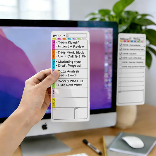 Skiennix Magnetic Monitor Memo Board - Dry Erase Weekly Planner & Daily To-Do List | Home & Office Use
