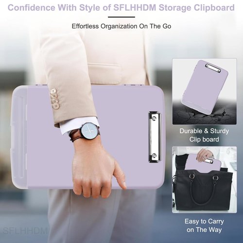 Clipboard with Storage for Office Supplies,Storage Clipboard with Pen Holder,Nursing Clipboards with Low Profile Clip,Clip Boards 8.5x11 with Storage for Nurse,Teacher Must Haves Clipboards-02Purple