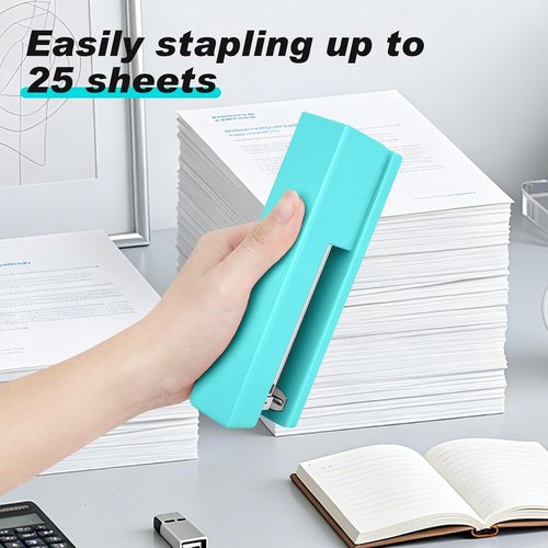 Office Desktop Stapler - 25 Sheet Capacity with Staple Remover | Non-Slip Design for Home & School - Green