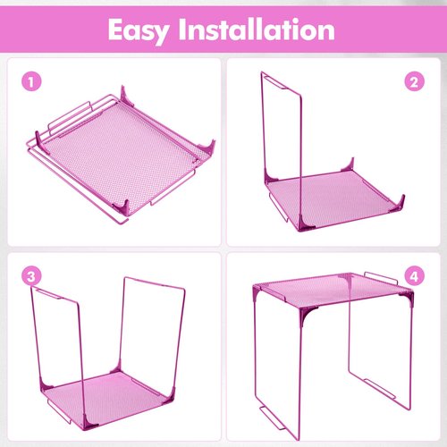 Ninehaoou 3 Pack School Locker Organizer and Decorating Kit, Collapsible and Metal Mesh Build, Locker Organizer Shelf and Rugs for Classroom School (Hot Pink)