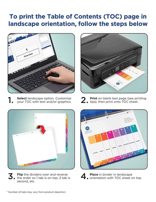 Avery Jan-Dec Tab Dividers for 3 Ring Binders, Customizable Table of Contents, Multicolor Tabs, 24 Sets(11127)
