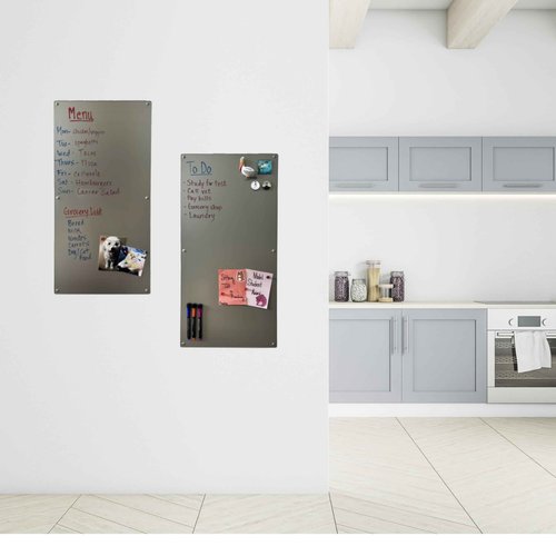 Large Magnetic Board for Wall - Magnet Display Board - Magnetic Bulletin Board - Dry Erase Memo Board- Made in USA (Metallic Silver, 15" Wx30 L)