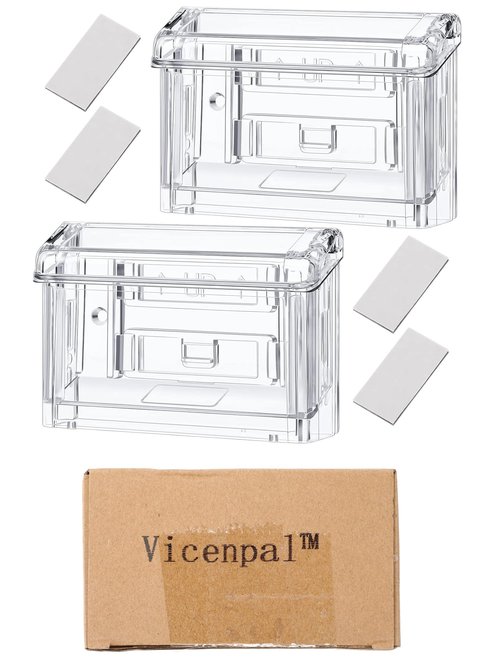 Vicenpal Outdoor Business Card Holder Clear Wall Mount Acrylic Business Card Box Included Peel and Stick for Office Store Trucks Wall Outdoor 4.25 x 1.46 x 2.87 inch(2 Pieces)