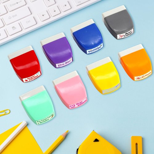 Teacher Stamp Spanish Self Inking Stamps for Classroom Motivational Grading Stamp Set for Kids School Homework Test Reward Supplies 8Pcs