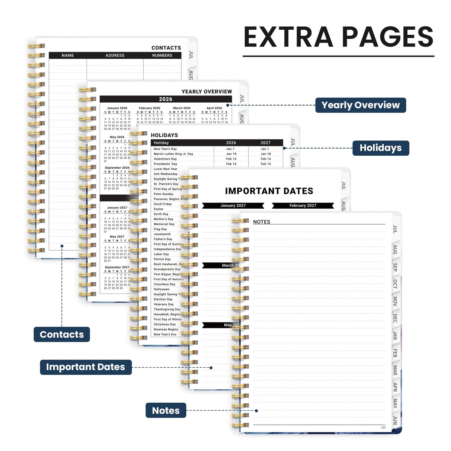 Planner 2026-2027, Monthly and Weekly Academic Planner July 2026 - June 2027, Hardcover Student Teacher Planning Agenda Calendar Book with Tabs, Perfect for Office School Supplies, A5 (6.3" x 8.5") - Distant Peaks