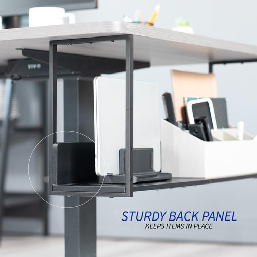 VIVO Under Desk 30 x 7 inch Storage Shelf, Office Accessory Holder for Supplies, Gaming Devices, and More, Workstation Organizer, Black, DESK-SHELF30-UB